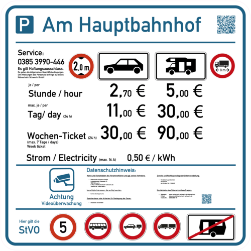 Preise Parkplatz am Hauptbahnhof PKW