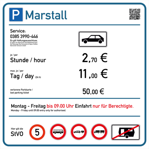 Preisinformation für den Parkplatz "Marstall"
