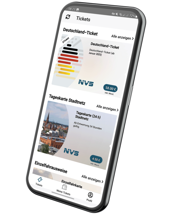 Smartphone mit NVS App Deutschlandticket