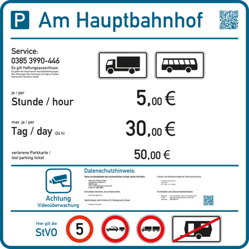 Preise Parkplatz am Hauptbahnhof LKW/Bus